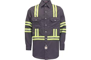BOCOMAL FR Shirts High Visibility/Hi Vis Flame Resistant/Fire Retardant Shirt 7oz Men's Shirts