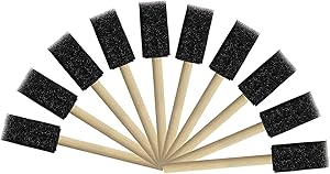 Tupalizy 10PCS Foam Brushes Sponge Painting Brushes with Handle for Staining Polyurethane Kids Acrylic Painting Art Craft Projects Applying Varnishes Furniture Wood Car Home Decors (Black, 1 Inch)