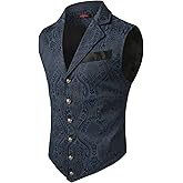 VATPAVE Mens Victorian Suit Vest Steampunk Gothic Waistcoat