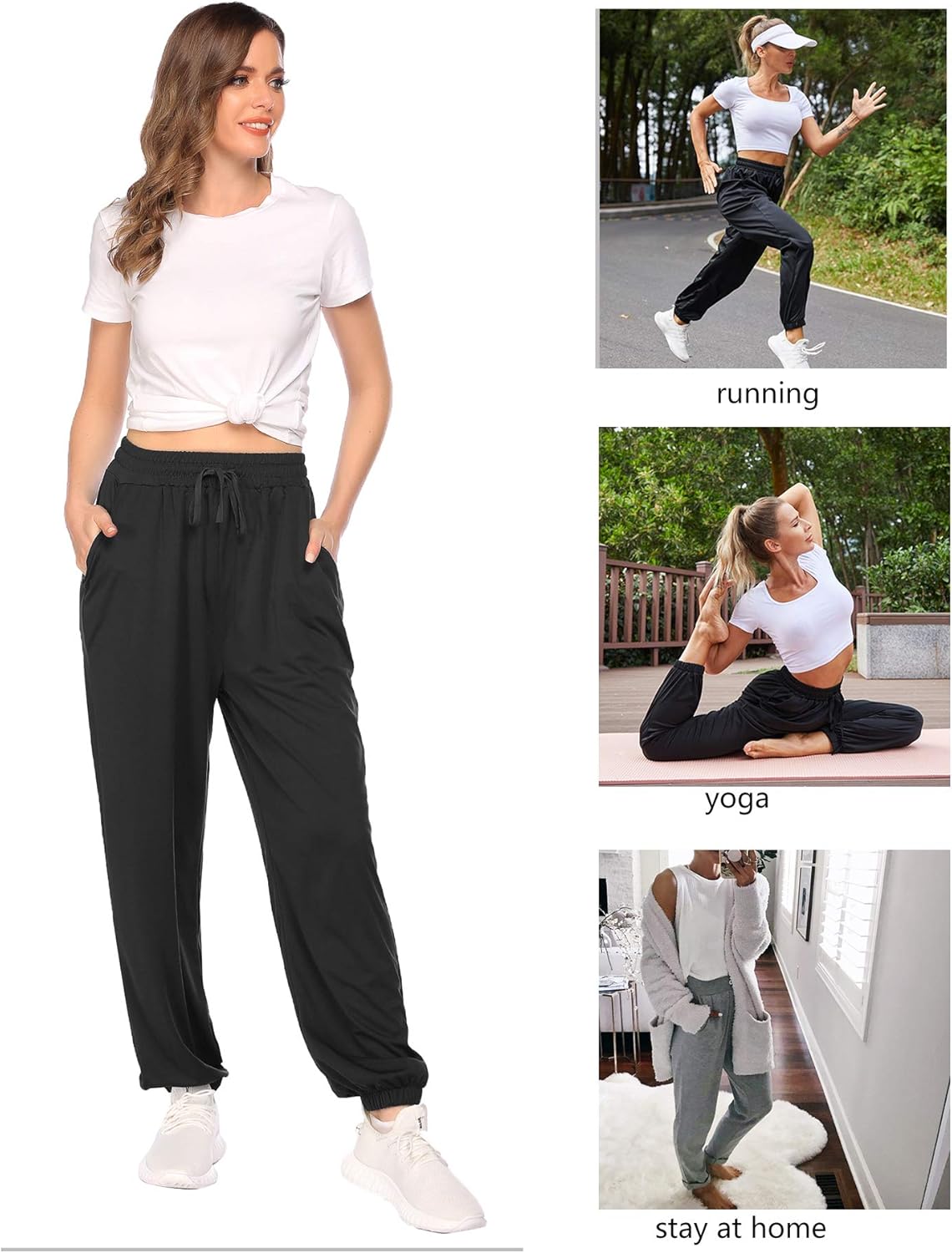 COOrun Womens Loose Sweatpants High Waisted Joggers Comfy Workout Dance Lounge Pants Trousers with Pockets: Clothing