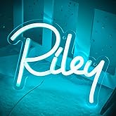 ATTNEON Riley Name Neon Sign,LED Name Neon Light for Kids Bedroom,Birthday Party Decoration,Neon Sign Customizable for Girl,Birthday Riley Name Deocr,Size 7.1 * 6.3 inches(JTLD010-01)