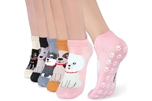 WANZHIHUI Pilates Socks Cute Grip Socks for Women and Girls Fun Cat Paw Non Slip Grippy Slippers with Grippers for Yoga Barre Hospital
