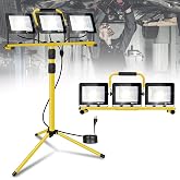 JDZKOMKE 21000Lumens LED Work Lights with Stand, 3 Adjustable Work Lamp | Head With Individual Switch, IP66 Waterproof Tripod Work light for Outdoor Indoor Job Site Workshop Garage Construction Site