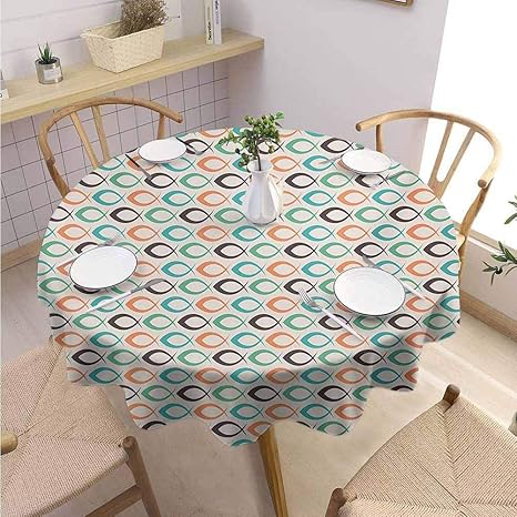 Amazon レトロ レストラン 円形テーブルクロス 水玉模様 パステルカラー オールドファッション タイルリング ピクニック クロス ミントグリーン ダークトープ ベージュ 50 Round Inch テーブルクロス オンライン通販