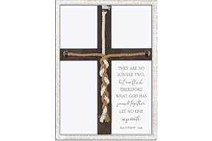 SURFAPANS Matthew 19:6 What God Has Joined Sign 15"X10" Cord of Three Strands Braid for Wedding Ceremony Ideas Wood Frame Christian Marriage Gifts Decor for Couple Anniversary Religious (White)