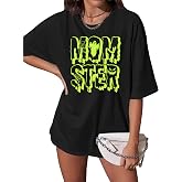 PICKID Halloween Momster Oversized Shirts for Women Mom Ster Graphic Tshirt