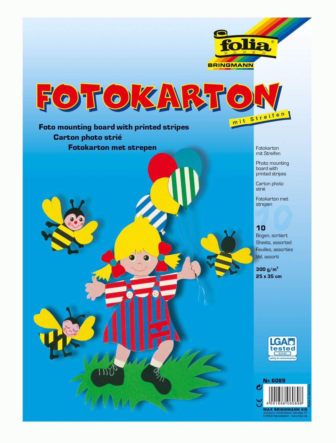 Baker Ross Candy Stripes Card to Make and Decorate Children's Crafts Cards and Collages (Pack of 10)