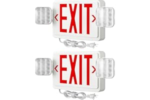 FREELICHT 2 Pack Red Exit Signs with Emergency Lights, 4FT Plug in Cord, Exit Sign with Battery Backup Lights for Business, Two LED Adjustable Head Emergency Exit Light, AC 120V