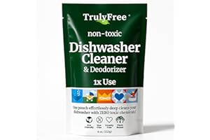 Truly Free Natural Dishwasher Cleaner - Dish Washer Machine Descaler, Fights Grease & Limescale, Hard Water Stain Remover, Smell Eliminator for Clean Dishwashers - Lemon Fresh Scent, 4 oz (Pack of 1)