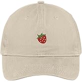 Trendy Apparel Shop Strawberry Embroidered Brushed 100% Cotton Baseball Cap Dad Hat