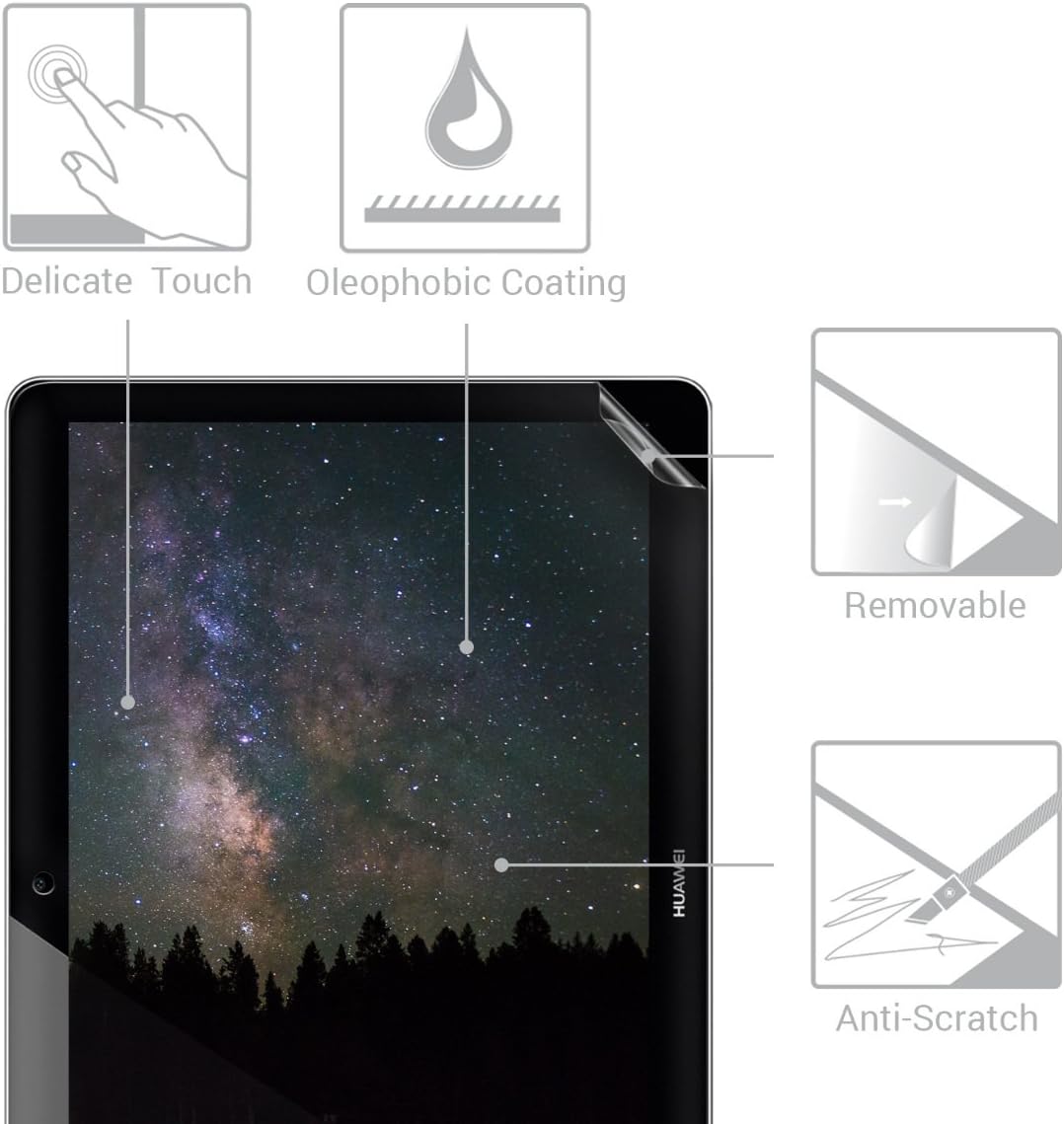 kwmobile Screen Protector Compatible with Huawei MediaPad T3 10 Screen Protector - 2x Anti-reflective Matte Film for Tablet - Image 3
