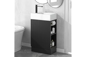 Merax 18.6" Bathroom Vanity with Sink, Left or Right Orientation, Storage Cabinet with Door, Adjustable Paper Holder, Two-Tie