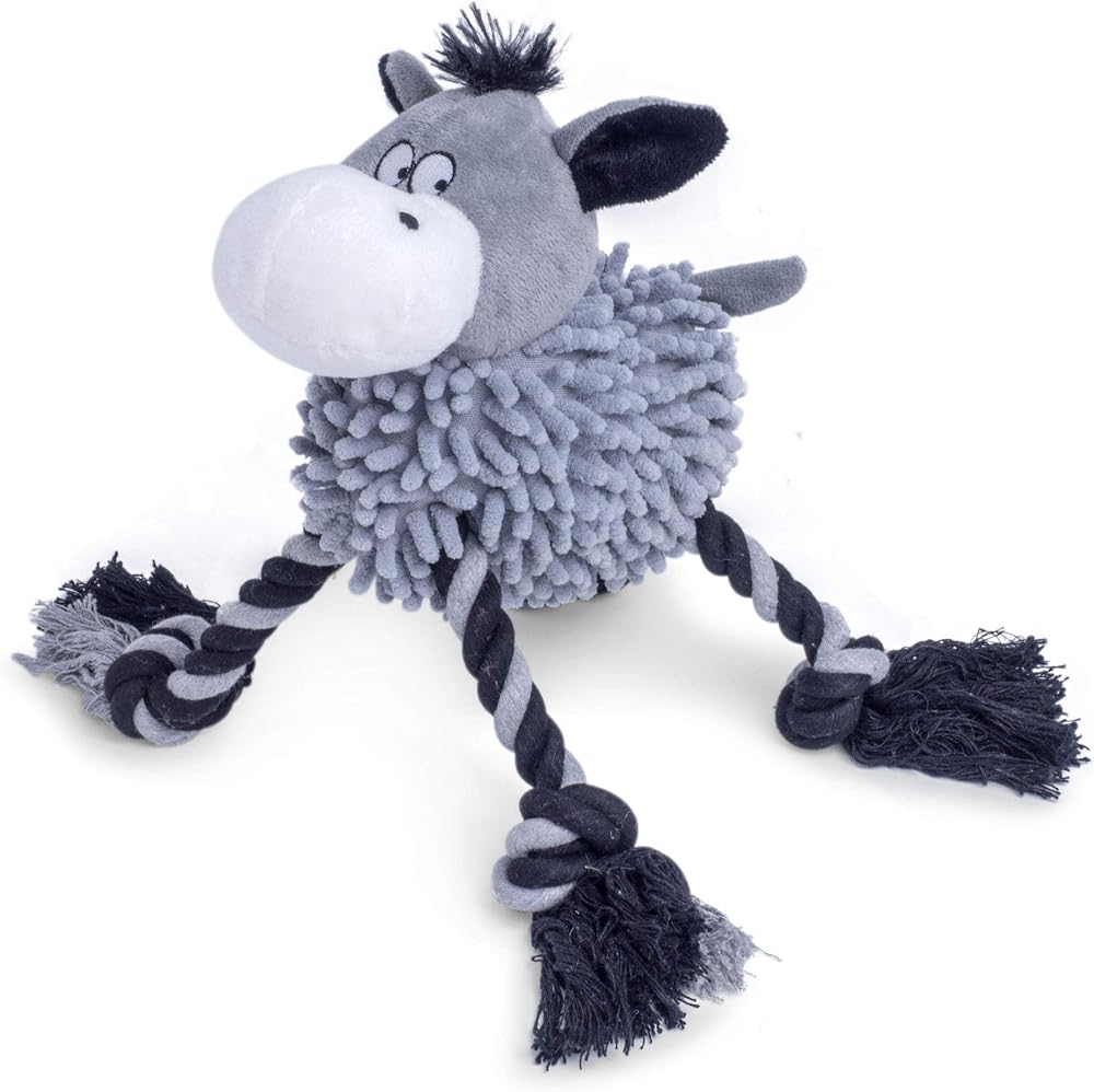 Petface Farmyard Buddies Noodle Donkey Plush Toy for Dogs