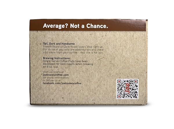 JOE KNOWS COFFEE, TALL DARK AND HANDSOME, SINGLE SERVE COFFEE PODS, 40 COUNT, RICH, BOLD ROAST, COMPATIBLE WITH KEURIG 2.0 BREWERS