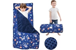 KNOIER Extra Large Toddler Nap Mat with Pillow and Blanket, 55.1''x 23'' Soft Toddler Sleeping Mat, Portable Nap Mats for Daycare, Preschool
