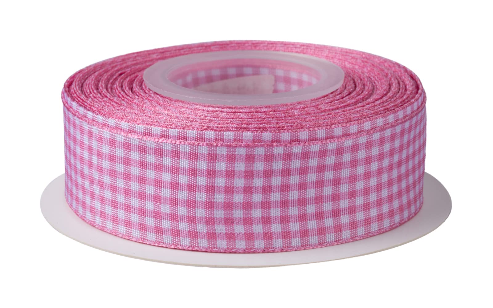 Ribbonitlux Gingham Ribbon, 25mm X 22 Meters, Plaid Checkered Ribbon with Woven Edge, Buffalo Straped Ribbon for DIY Crafts Decoration, Flower Bouquet Wrapping Home Decoration (Pink)