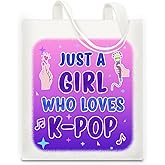 K-Pop Gift Tote Bag for Kpop Music Lover, Korean Drama Canvas Tote Bag Gift for K-Pop Lover, Korean Drama Gifts for Women Friends, Kpop Merch, Korean Pop Stuff for Teen Girl Women Print Bags