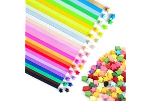 KISSBUTY 540 Sheets Origami Star Strips, 27Colors Origami Star Paper Strips, Double Sided Lucky Star Colorful Paper, Solid Color Decoration Paper Strips Diy Hand Art Crafts