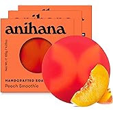 ANIHANA Handcrafted Soap 3 Pack with Coconut Oil, Gentle Cleansing Paraben Free Cruelty Free Refreshing Peach Smoothie Scent 4.23 oz each