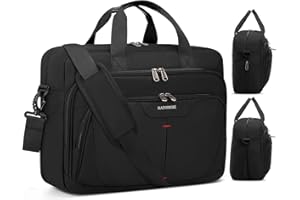 RAINSMORE 17.3 Inch Laptop Bag Expandable Briefcase for Men Large Water-Resistant Computer Bag for Work, Office, Travel