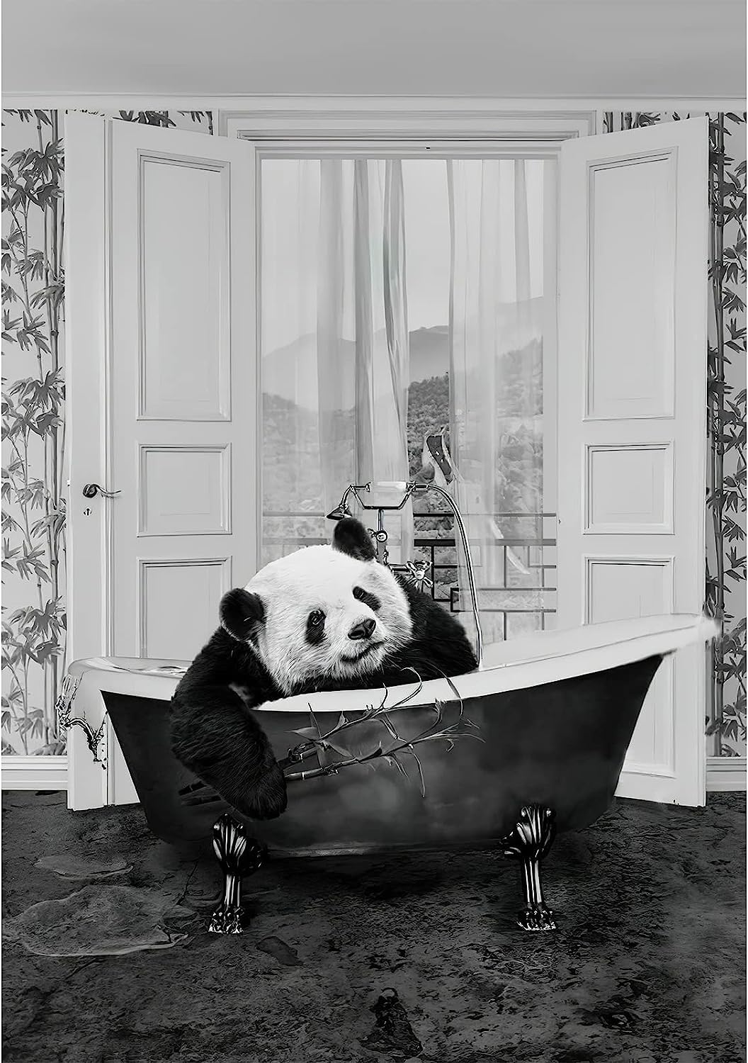 IUNTWEIE Animal Bathroom Art, Funny Minimalist Decor - Without Frame (30 x 40)