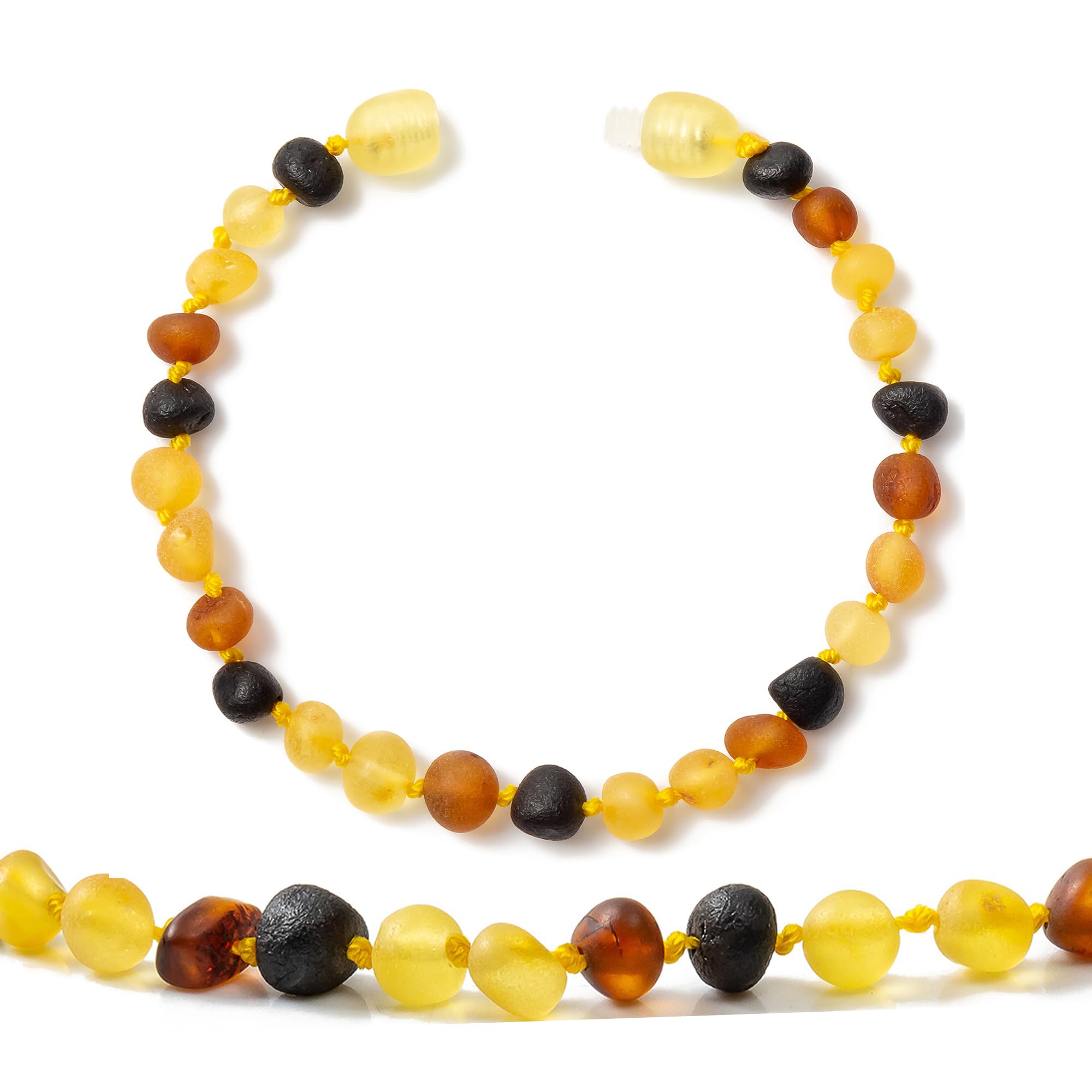 Amber Bracelet/Anklet(Unisex)(Multicolor Raw) - 18cm long - Handcrafted, Lab-Tested, Authentic Amber