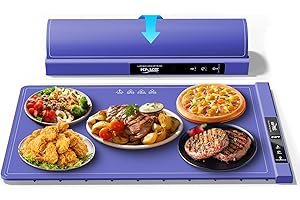 KVRG Warming Mat for Food,Full Surface Fast Heating,Roll Up Portable Food Warming Mat,6 Temperature Settings,Silicone Food Warmer with Longer Power Cord for Party,Buffets,Gathering,Holidays-25x16inch