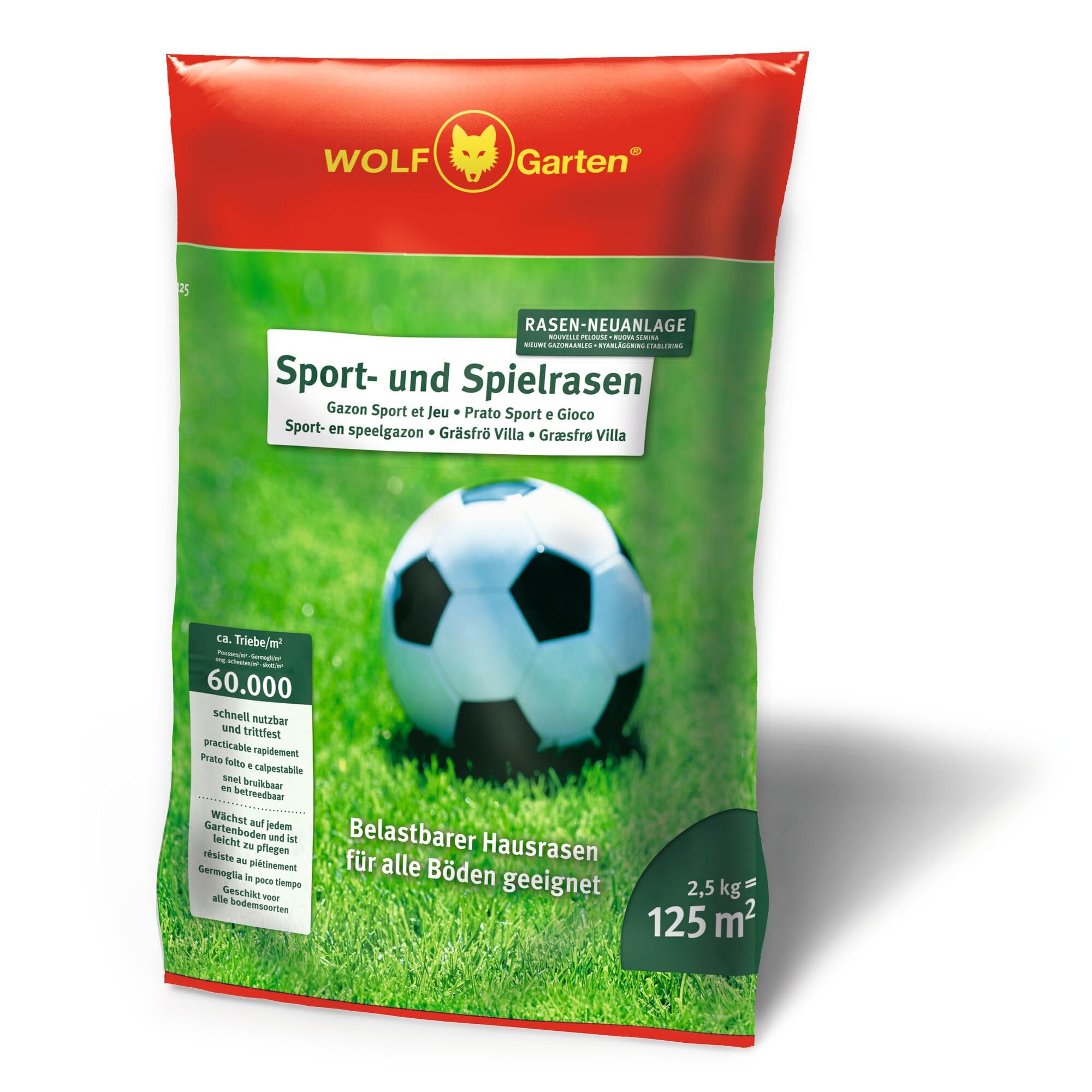 Wolf Garten LG 125 Sports and Play Lawn Seed, 2.5 KG = 125 M²