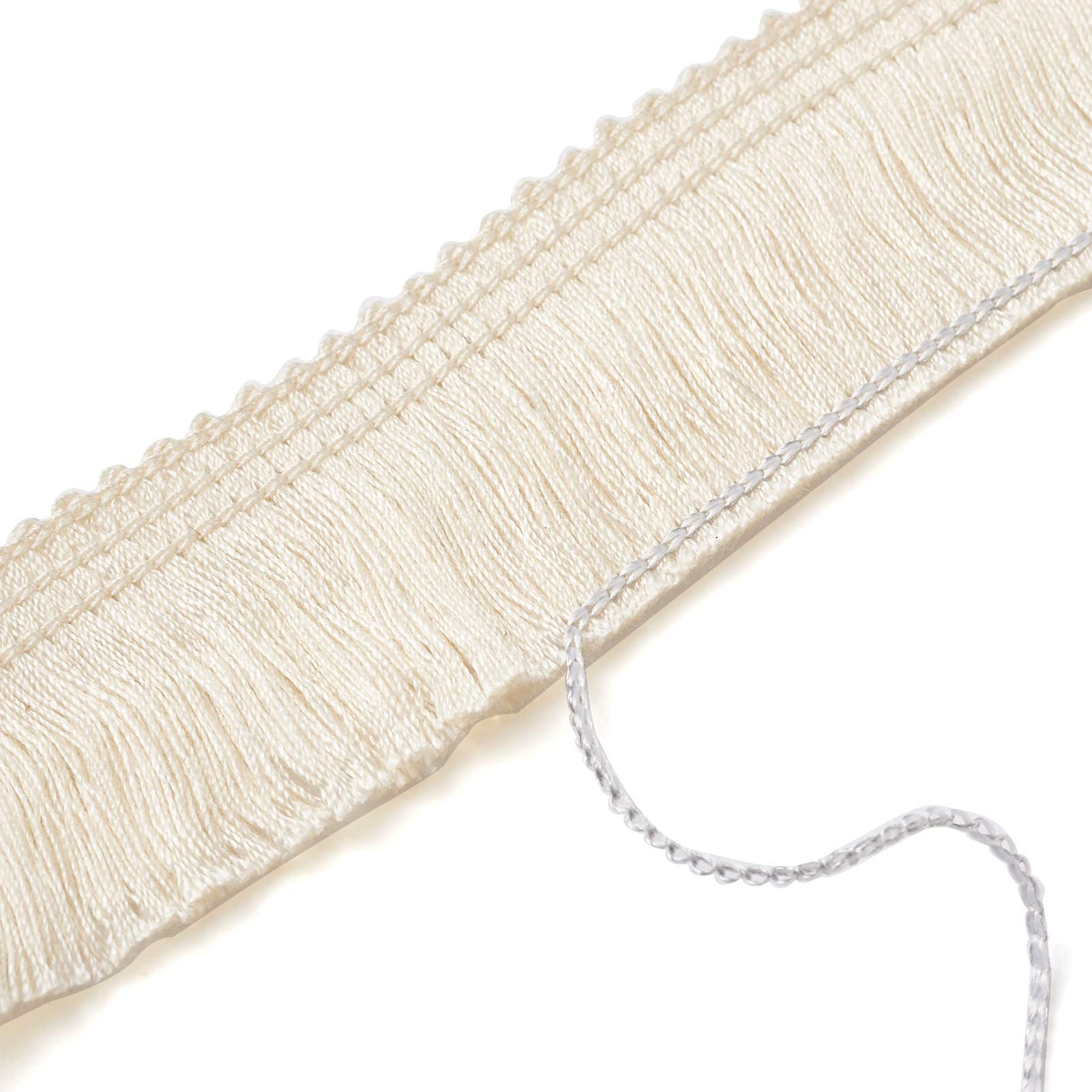 Beadthoven 25M Fringe Tassel Trim, 1 Inch Fibre Lace Trim Fringe Embroidered Ribbon Linen for Clothing Wedding Curtains Dress Lamp Shade Home Decors