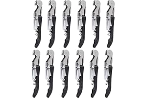 RECUTMS Corkscrew 12 Packs Wine Opener Keys Bulk Stainless Steel Fold Beer or Bottle Openers Serrated Foil Cutter, Perfect fo