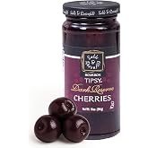 Sable &amp; Rosenfeld Bourbon Tipsy Dark Reserve Cherries, 10 oz, Pack of 1 | Stardust Cherries in Elderberry, Vanilla and Bourbon Syrup, Kosher Garnish, Perfect for Desserts, 10 oz Jar