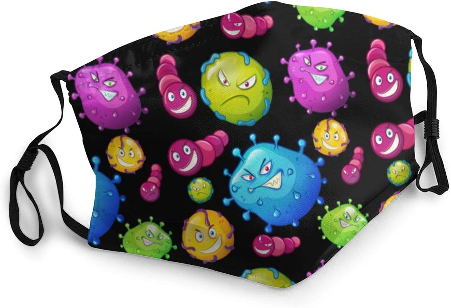 Background with Colorful Virus Face Mask, Adult Face Covering with