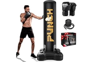 JUOIFIP Heavy Boxing Bag with Stand for Adult Teens, Freestanding Inflatable Punching Bag with Gloves, Men Women Stand Kickboxing Boxing Set for Martial Arts MMA Home Gym Exercise Training Equipment