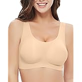 Falorda Pullover Wireless Bras for Women, Seamless Full Coverage Comfortable U Neck No Underwire T-Shirt Bra
