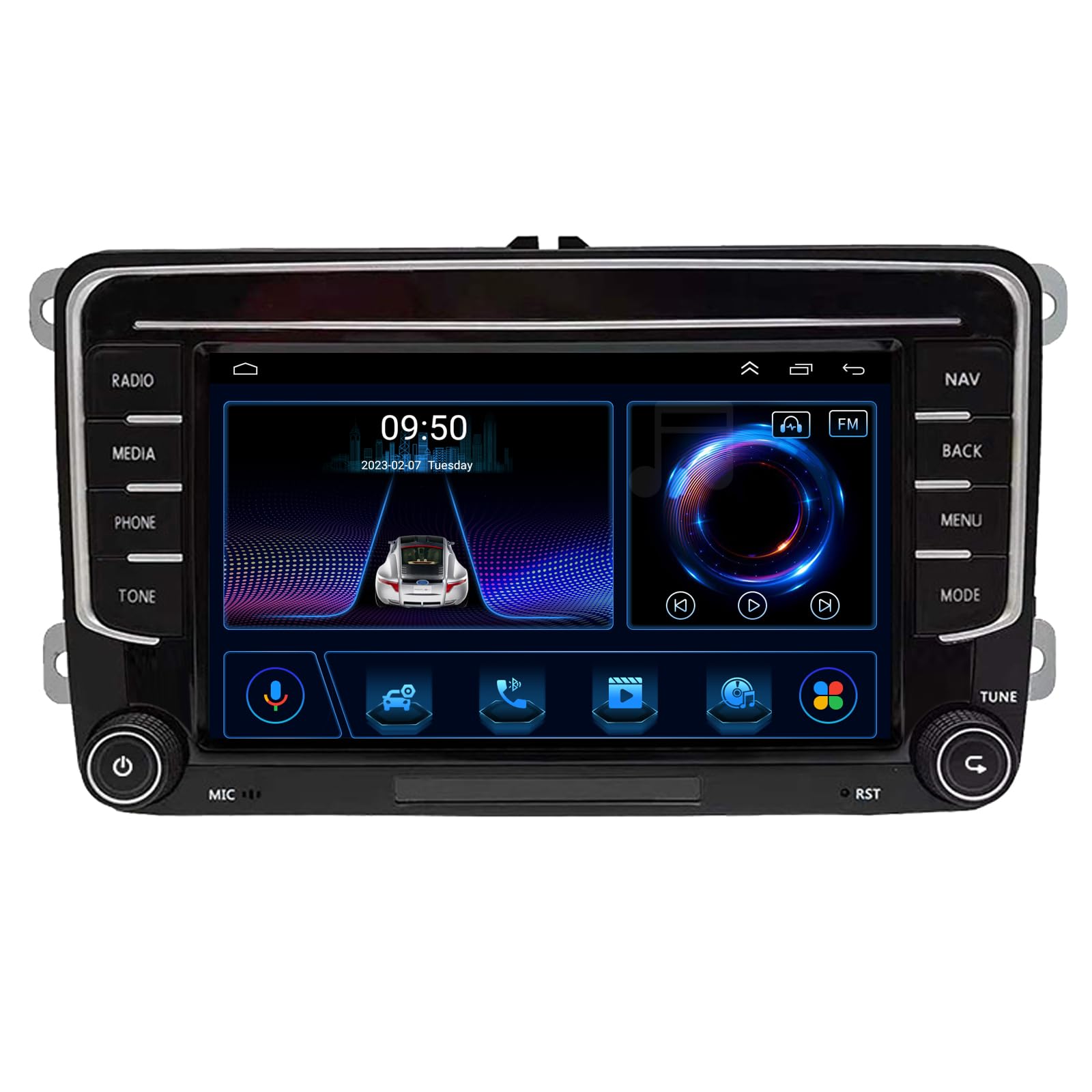7"Android 11 Double Din Car Stereo for VW Passat Amarok Golf Caddy EOS Jetta Polo Touran Sharan Tiguan Transporter T5 Skoda Yeti Seat Altea Car Radio Android Auto Bluetooth Sat Nav Head Unit GPS