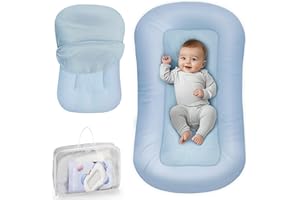 CPZZKQ Baby Lounger - Baby Lounger for Newborn, 0-24 Months, Infant Lounger for Home and Travel, Soft Cotton, Baby Nest Lounger, Newborn Babies Essentials Gifts, ZumaBlue (Lounger Cover Included)