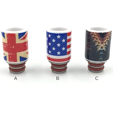 DIY-24H - Driptip 510 Anschluss für Verdampfer Keramik Edelstahl Drip Tip USA, UK, Flagge (B)