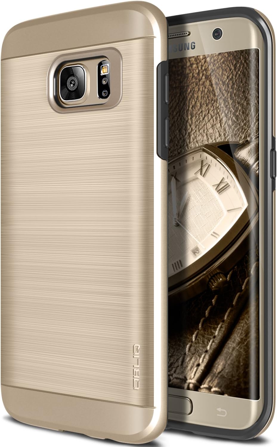 Obliq Galaxy S7 Edge Case, [Slim Meta] Slim Fit Premium Dual Layer Protection Case with Metallic Brush Finish Back with Shock Absorbing TPU Inner Layer for Samsung Galaxy S7 Edge (Champagne Gold)