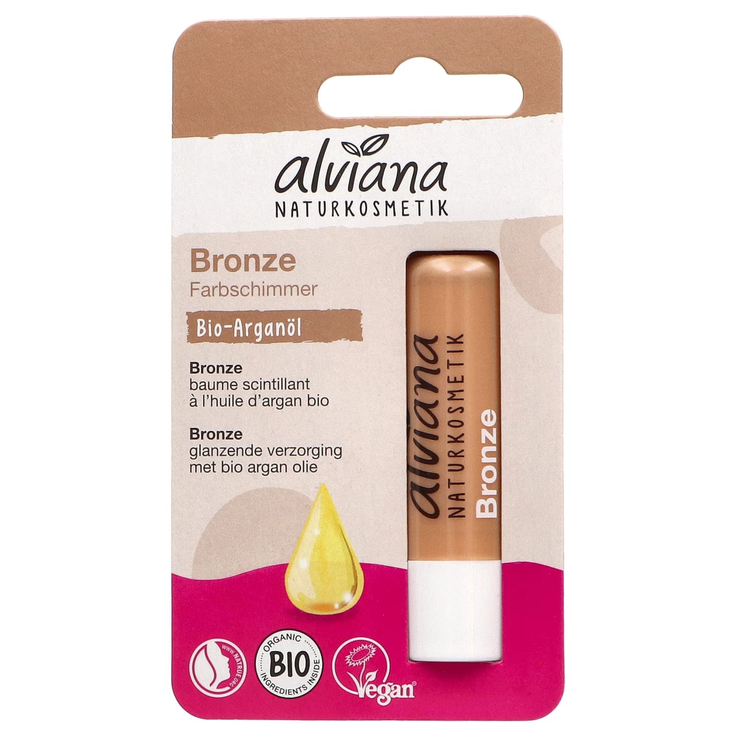 Alviana Natural Cosmetics Lip Balm Bronze with Organic Argan Oil 4.5g