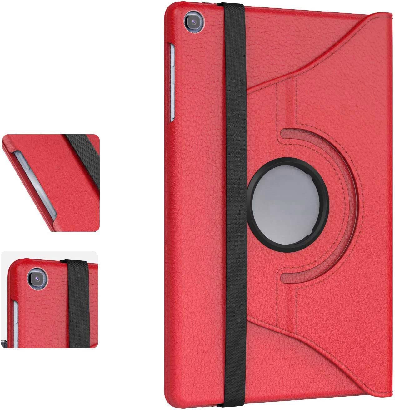 For Tab A 10.1" (2019) T510, T515 - Leather Rotate Case for Samsung Galaxy Tab A 10.1 (2019) - SM-T510, SM-T515-360° Rotating Stand Cover T515-Rotate (Red)