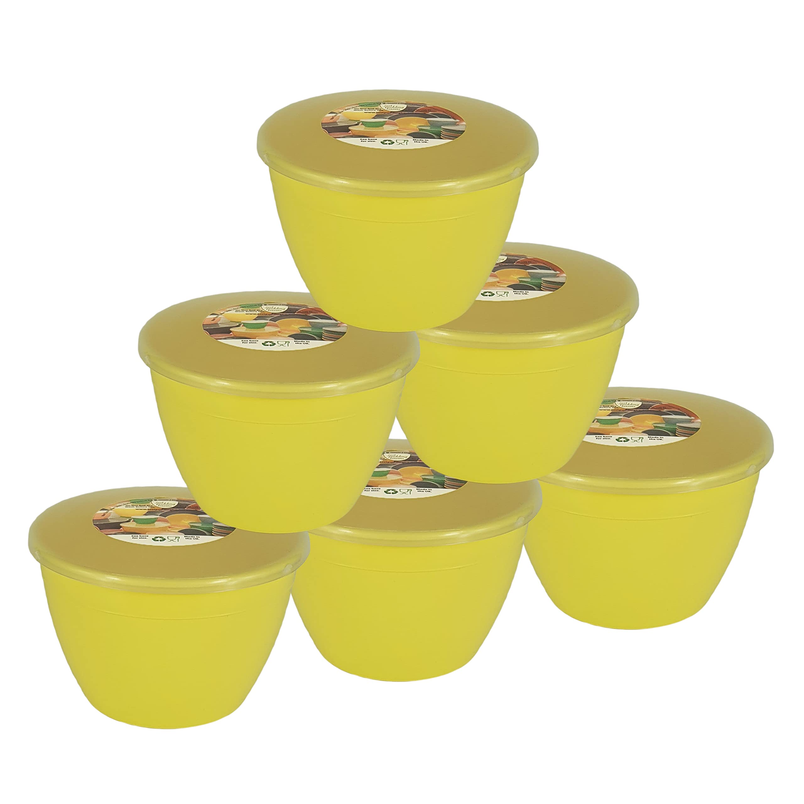 Just Pudding Basins Pastel Colours Yellow 1 Pint Basin and Clear Lid Pack of 6 Plastic Pudding Steaming Bowls — image 1