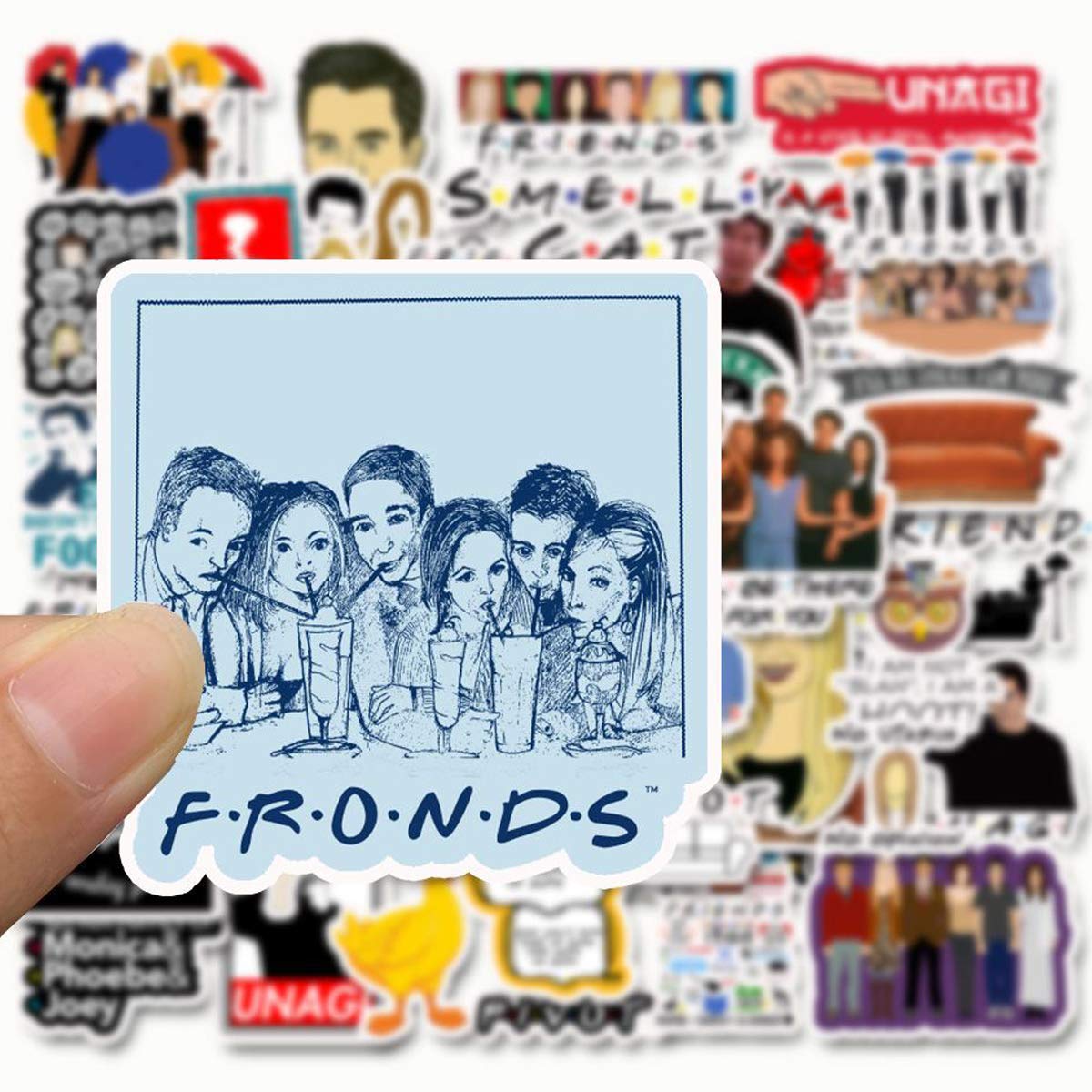 WOCOCO Friends Stickers, 50 Pack Friends TV Show Theme Stickers for Kids Teens, Waterproof Vinyl Stickers for Laptop, Water Bottles, HydroFlask