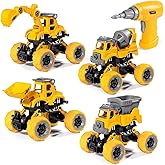 LUDILO 4PCS Take Apart Toys for 4 Year Old Boys Construction Toys with Electric Drill DIY Assembly Building Stem Toys Trucks Gifts for 3 4 5 6 7 8 Year Old Boys Girls Kids Learning Educational Toys