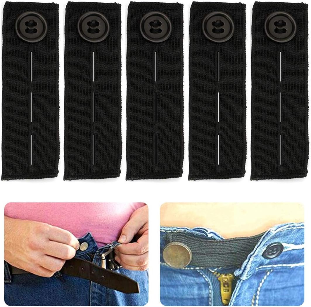 5PCS Adjustable Elastic Waist Extender Waistband Button Extenders for