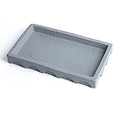 Vixdonos Decorative Tray with Semi-Circular Pattern Edge,Rectangular Concrete Tray for Coffee Table Decor,9.8X5.8X1.2 Inches(Gray)