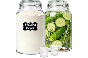 ComSaf 139 oz 1 gallon large wide mouth mason jar with airtight lids fflour and sugar containers set of 2