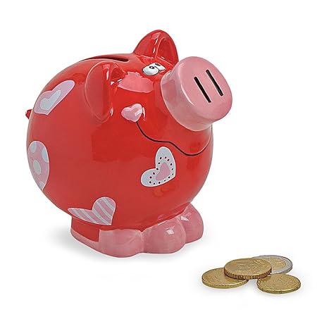 Money Box Piggy Bank Ceramic Red Heart Love Love Pink White 12 X 8 X - money box piggy bank ceramic red heart love love pin!   k white 12 x 8 x 11 cm large lockable with key money box brand for all !   herzenswunsche amazon co uk