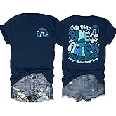 LAZYCHILD Autism Awareness Shirt for Women: Blue Autism Awareness Shirts We Wear Blue T-Shirt Puzzle Piece Tee Tops
