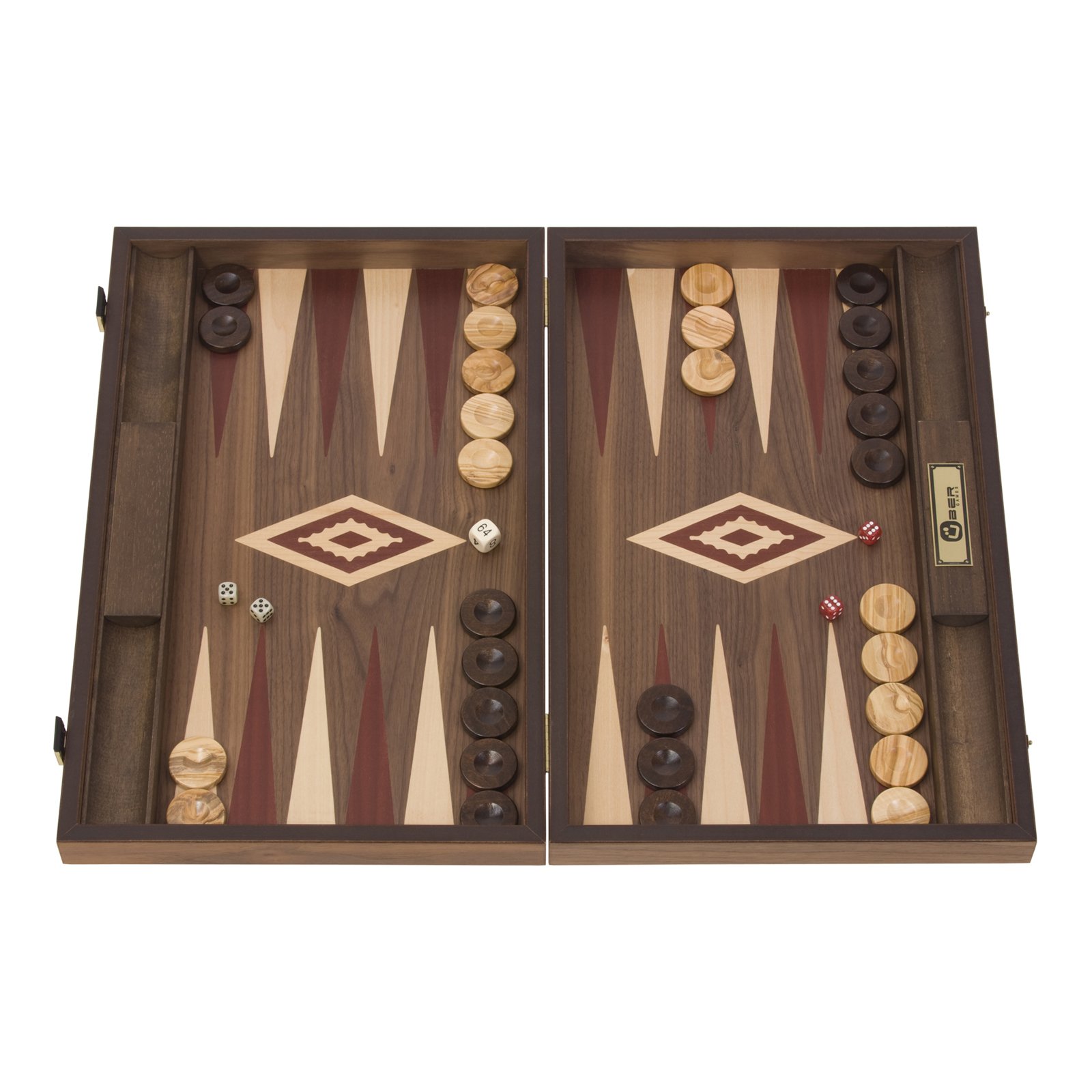 Uber Games Red Uber Walnut Premium Quality Backgammon Set - (48cm x 60cm x 4xm when open)
