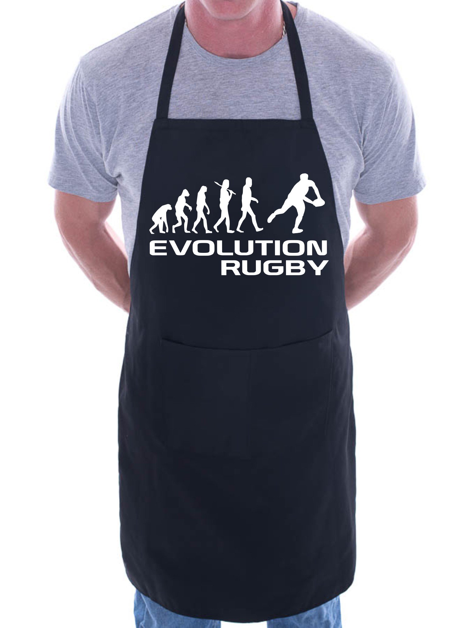Print4U Evolution Of Rugby Sport BBQ Cooking Funny Novelty Apron Black